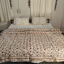 Load image into Gallery viewer, Yellow Floral Hand-Block Printed Tilonia AC Blanket