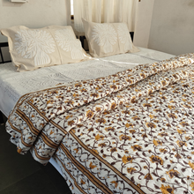 Load image into Gallery viewer, Yellow Floral Hand-Block Printed Tilonia AC Blanket