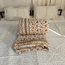 Load image into Gallery viewer, Yellow Floral Hand-Block Printed Tilonia AC Blanket