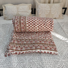 Load image into Gallery viewer, Red & White  Hand-Block Printed Tilonia AC Blanket