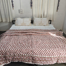 Load image into Gallery viewer, Red & White  Hand-Block Printed Tilonia AC Blanket