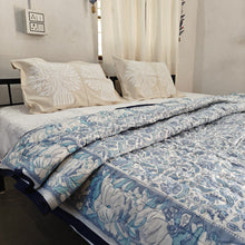 Load image into Gallery viewer, Light Blue  Hand-Block Printed Tilonia AC Blanket