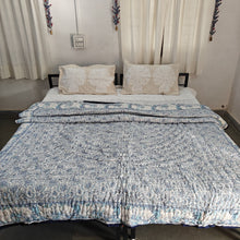 Load image into Gallery viewer, Light Blue  Hand-Block Printed Tilonia AC Blanket