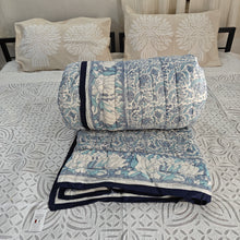 Load image into Gallery viewer, Light Blue  Hand-Block Printed Tilonia AC Blanket