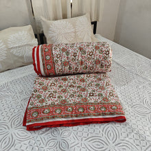 Load image into Gallery viewer, Red Hand-Block Printed Tilonia AC Blanket