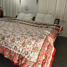 Load image into Gallery viewer, Red Hand-Block Printed Tilonia AC Blanket
