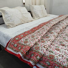Load image into Gallery viewer, Red Hand-Block Printed Tilonia AC Blanket