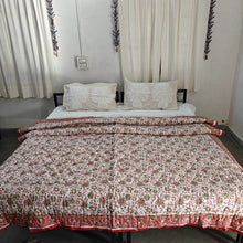 Load image into Gallery viewer, Red Hand-Block Printed Tilonia AC Blanket