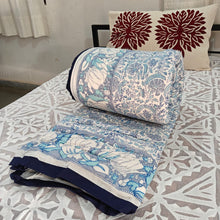 Load image into Gallery viewer, Light Blue  Hand-Block Printed Tilonia AC Blanket