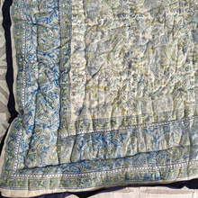 Load image into Gallery viewer, Blue Hand-Block Printed Tilonia AC Blanket