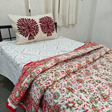 Load image into Gallery viewer, Red Hand-Block Printed Tilonia AC Blanket