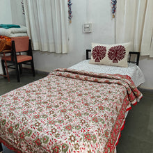 Load image into Gallery viewer, Red Hand-Block Printed Tilonia AC Blanket