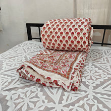Load image into Gallery viewer, Red & White  Hand-Block Printed Tilonia AC Blanket