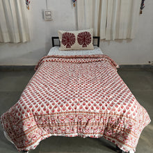 Load image into Gallery viewer, Red & White  Hand-Block Printed Tilonia AC Blanket