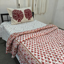 Load image into Gallery viewer, Red & White  Hand-Block Printed Tilonia AC Blanket