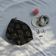 Load image into Gallery viewer, Yellow & Green Hand-block Printed Cotton Travel Pouches of 3 Set