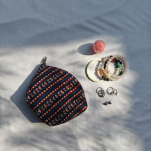 Load image into Gallery viewer, Blue & Maroon Hand-block Printed Cotton Travel Pouches of 3 Set