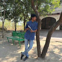 Load image into Gallery viewer, Indigo Block Printed Half Sleeves Shirt for Men