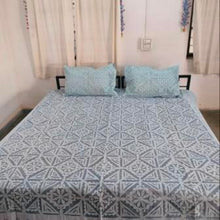 Load image into Gallery viewer, Light Blue Barmer Applique Cut work Bedspread