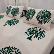 Load image into Gallery viewer, Green Tree of Life Barmer Applique Double Bedspread