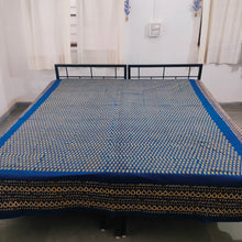 Load image into Gallery viewer, Navy Blue Hand-block Printed Bedspread