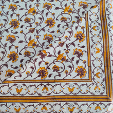 Load image into Gallery viewer, White Base  & Yellow Jaal Pattern Printed Bedspread