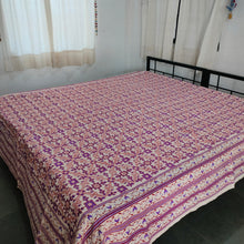 Load image into Gallery viewer, Purple & Cream Base Printed Bedspread