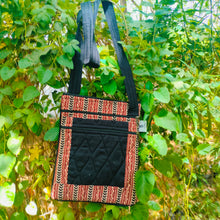 Load image into Gallery viewer, Black & Red Hand-block Printed Travel Sling Bag
