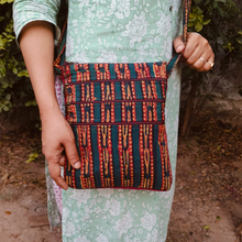 Load image into Gallery viewer, Green Zig Zag Hand-block Printed Travel Sling Bag