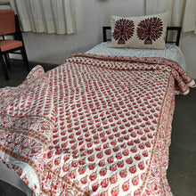 Load image into Gallery viewer, Red & White  Hand-Block Printed Tilonia AC Blanket