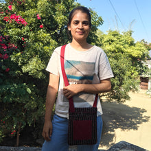 Load image into Gallery viewer, Deep Maroon Hand-block Printed Travel Sling Bag