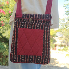 Load image into Gallery viewer, Deep Maroon Hand-block Printed Travel Sling Bag