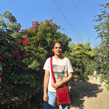 Load image into Gallery viewer, Rust Red Hand-block Printed Travel Sling Bag