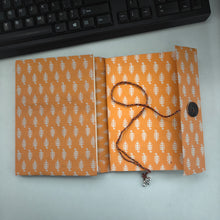 Load image into Gallery viewer, Orange Printed Double Bound Upcycled Diary