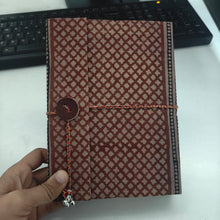Load image into Gallery viewer, Rust Brown Hand-block Printed Double Bound Upcycled Diary