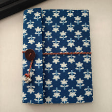 Load image into Gallery viewer, Blue Printed Single Bound Upcycled Diary