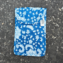 Load image into Gallery viewer, Blue Hand-block Printed Mobile Sling Bag