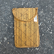 Load image into Gallery viewer, Yellow & Black Hand-block Printed Mobile Sling Bag
