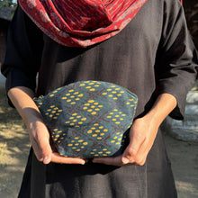 Load image into Gallery viewer, Yellow & Green Hand-block Printed Cotton Travel Pouches of 3 Set