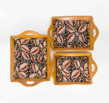 Load image into Gallery viewer, Tan Wooden Tray Set - Set of 3 - Slanted Handles