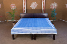 Load image into Gallery viewer, Blue Hand-block Printed Bedspread
