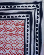Load image into Gallery viewer, Red Beige Bagru Hand-block Printed Bedspread