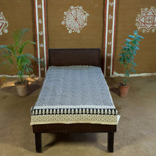 Load image into Gallery viewer, Black Bagru Hand-block Printed Bedspread