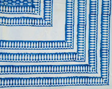 Load image into Gallery viewer, Blue Hand-block Printed Bedspread