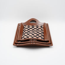 Load image into Gallery viewer, Reddish Brown Wooden Tray Set - Set of 3 - Slanted Handles