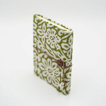 Load image into Gallery viewer, Green Hand-block Printed Single Bound Upcycled Diary