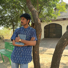 Load image into Gallery viewer, Indigo Block Printed Half Sleeves Shirt for Men
