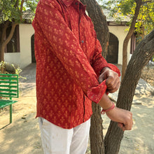 Load image into Gallery viewer, Red Block Printed Full Sleeves Shirt for Men
