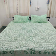 Load image into Gallery viewer, Green Barmer Applique Cut work Bedspread
