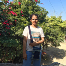 Load image into Gallery viewer, Light Blue Hand-block Printed Travel Sling Bag
